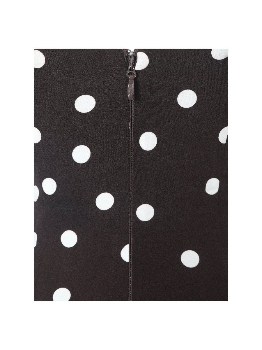 Xandie Mocha Polka Dot Off - Shoulder Midi Dress - HOUSE OF SHE