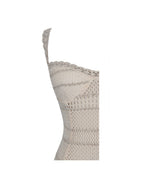 Xiomara Beige & Gold Stripe Crochet Knit Mermaid Midi Dress - HOUSE OF SHE