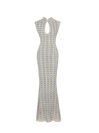 Xylona Beige & Gold Crochet Teardrop Neckline Mermaid Maxi Dress - HOUSE OF SHE