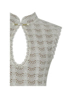 Xylona Beige & Gold Crochet Teardrop Neckline Mermaid Maxi Dress - HOUSE OF SHE