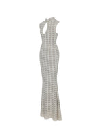 Xylona Beige & Gold Crochet Teardrop Neckline Mermaid Maxi Dress - HOUSE OF SHE