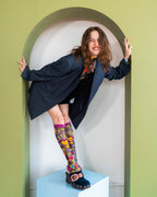 Y2K Hearts Black Sheer Knee High Sock - HOUSE OF SHE