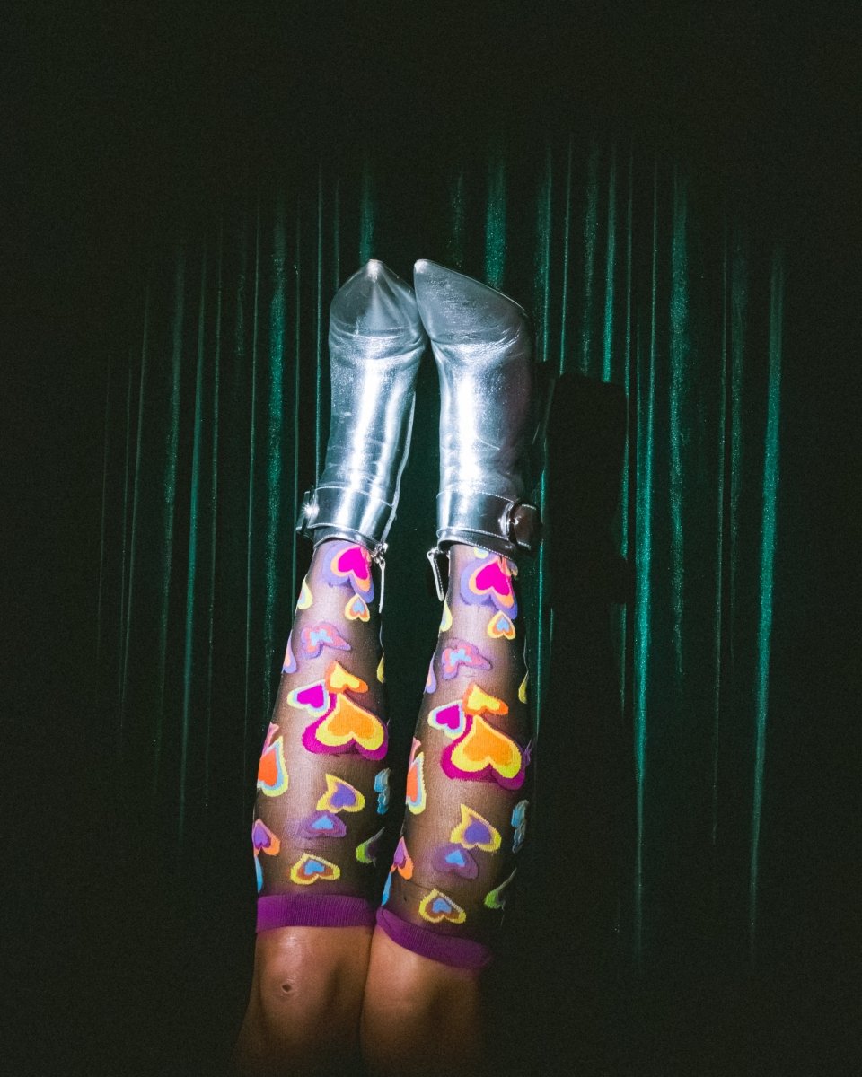 Y2K Hearts Black Sheer Knee High Sock - HOUSE OF SHE
