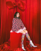 Y2K Hearts Black Sheer Knee High Sock - HOUSE OF SHE