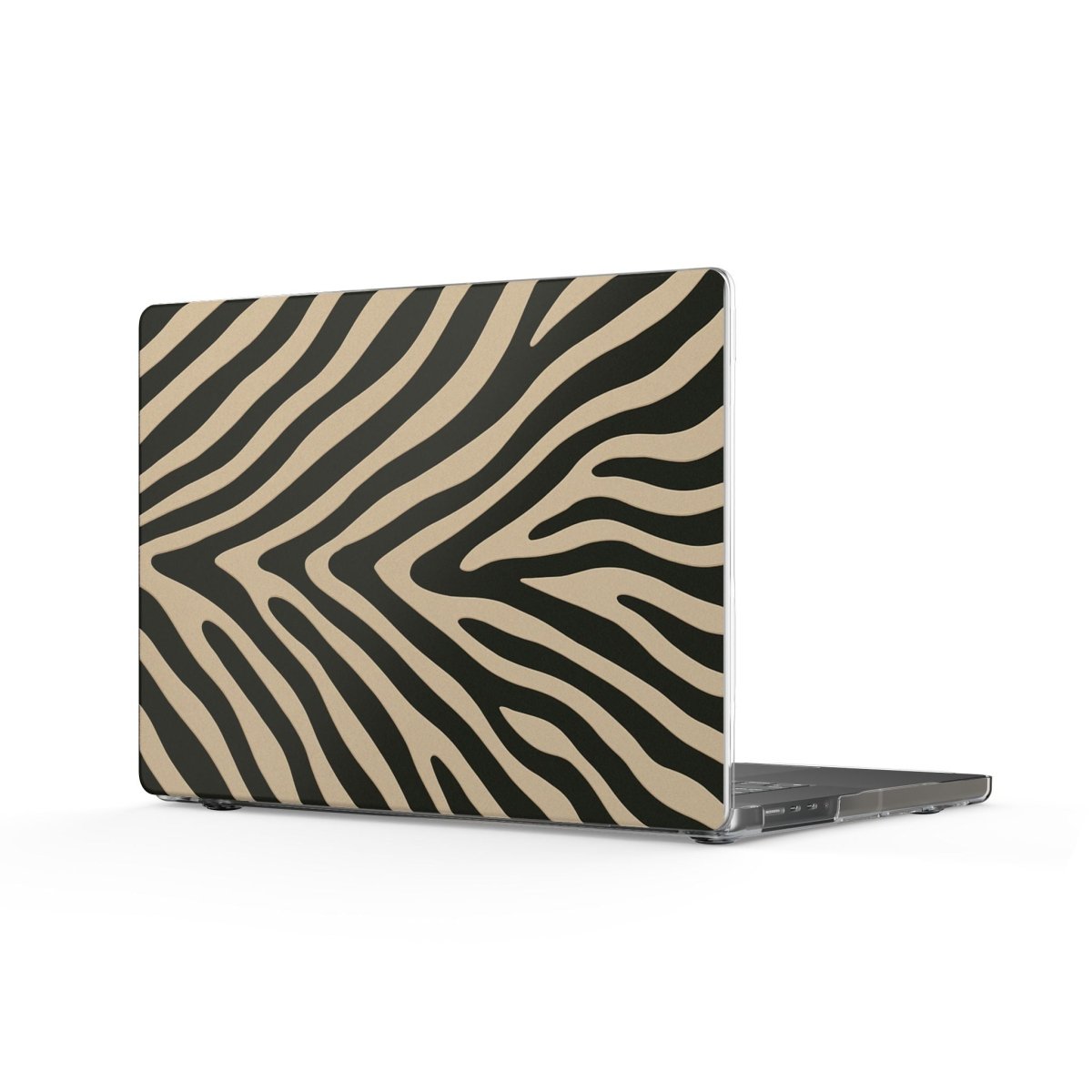 Zebra Stripe Clear MacBook Case — Neutral Black & Beige Animal Print Laptop Cover - HOUSE OF SHE