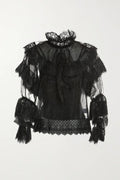 Zoey Organza Lace Sheer Blouse - HOUSE OF SHE