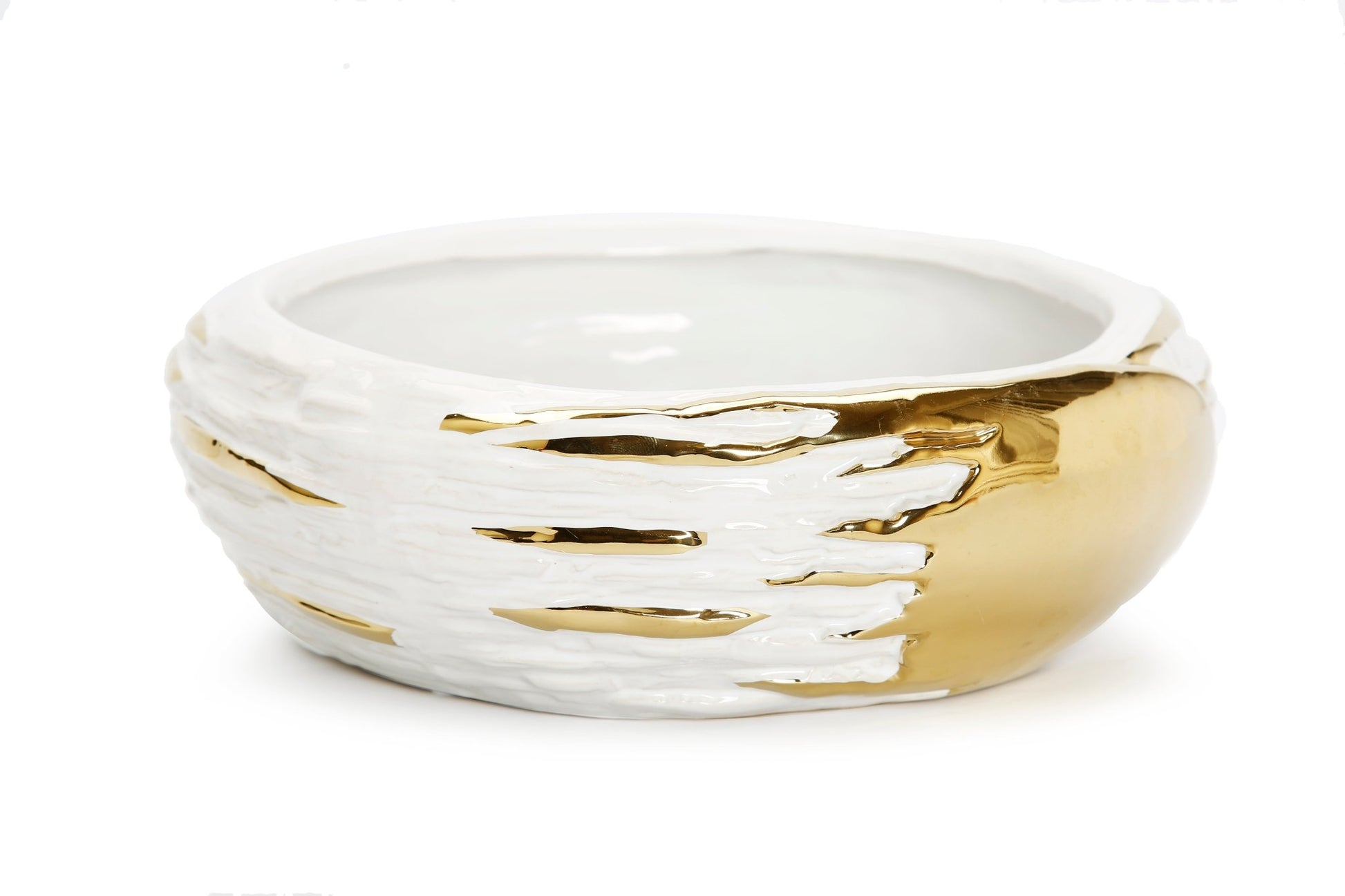 11"D White and Gold Fruit Bowl - HOUSE OF SHE