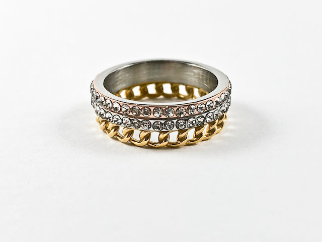 Stella 3 Link Eternity Band Steel Ring - HOUSE OF SHE