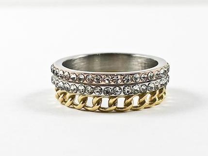Stella 3 Link Eternity Band Steel Ring - HOUSE OF SHE