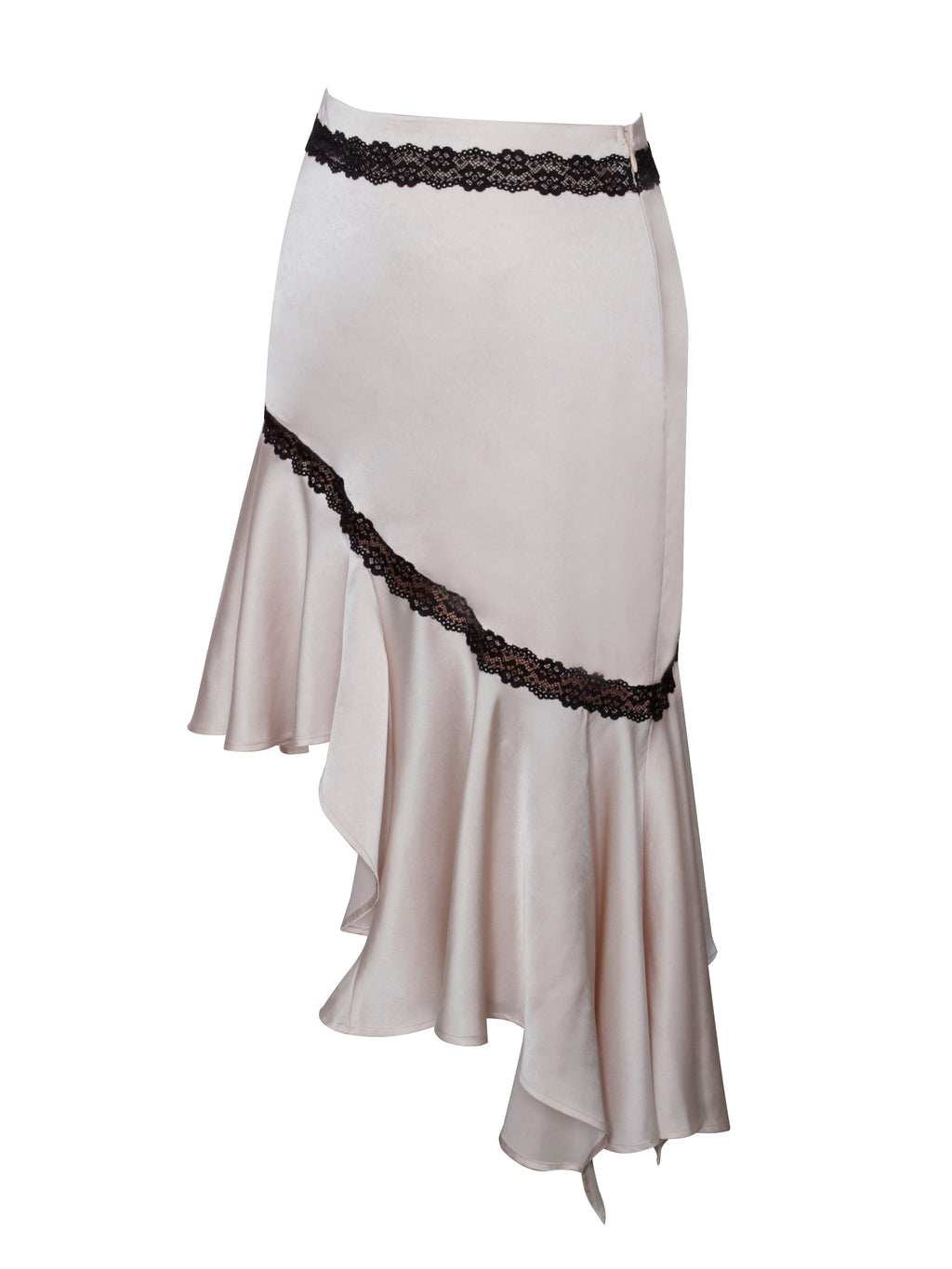 Victoria Beige Satin Skirt - HOUSE OF SHE