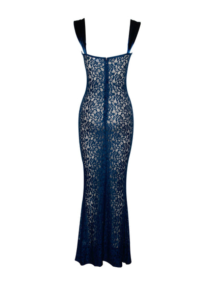 Vita Teal Lace Maxi Dress