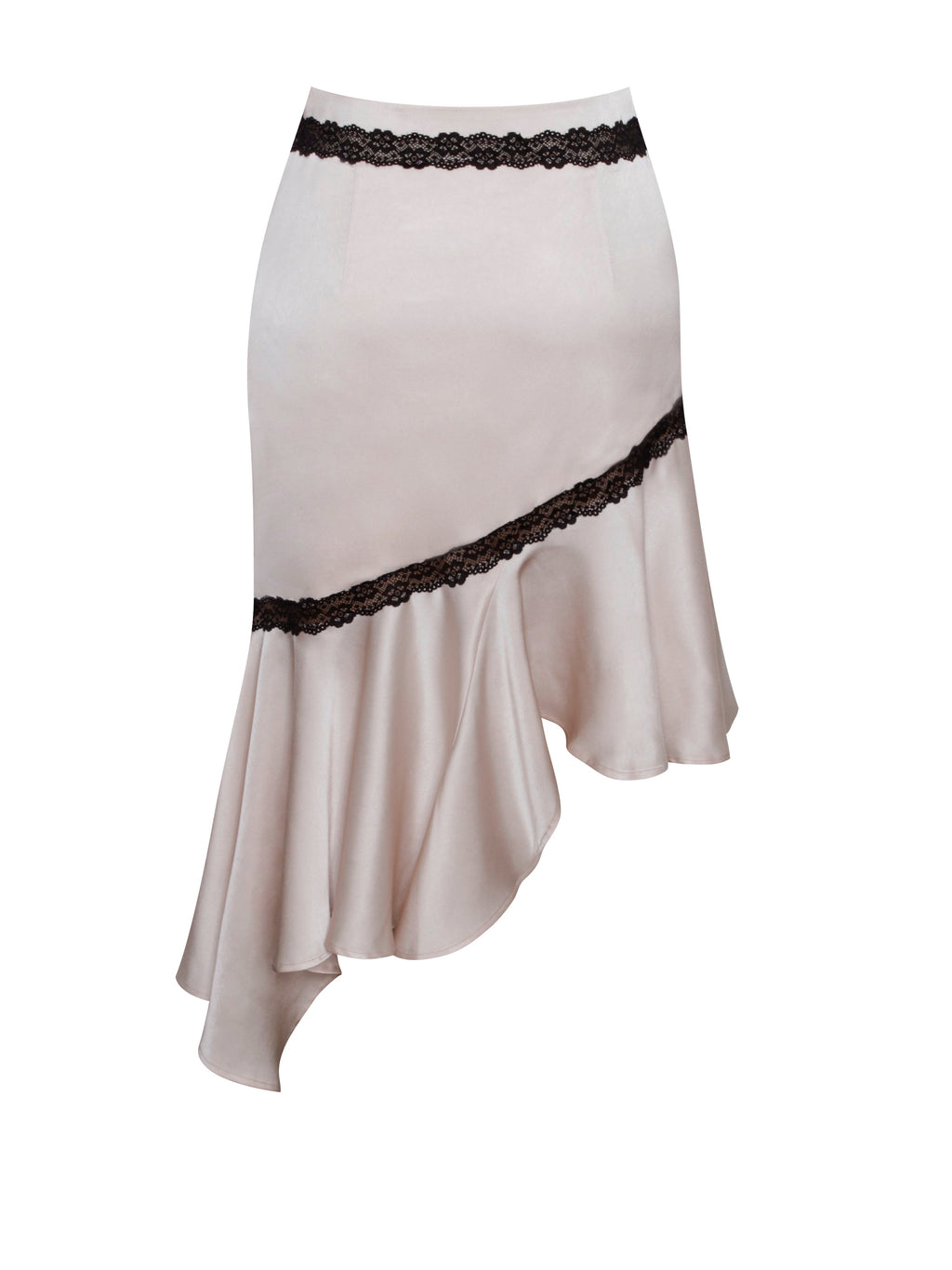 Victoria Beige Satin Skirt - HOUSE OF SHE
