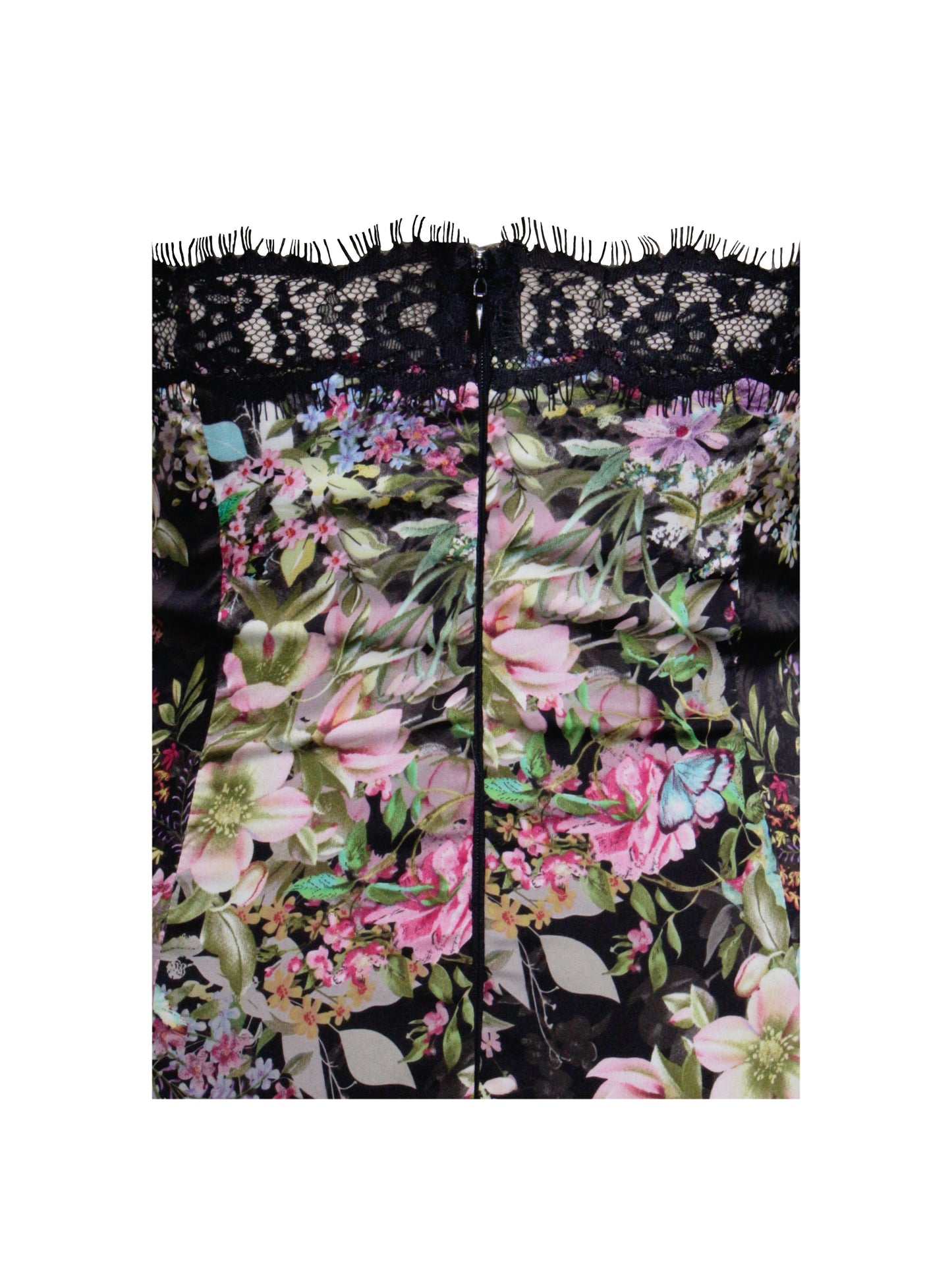 Telia Floral Print Satin Mini Dress With Lace Trim