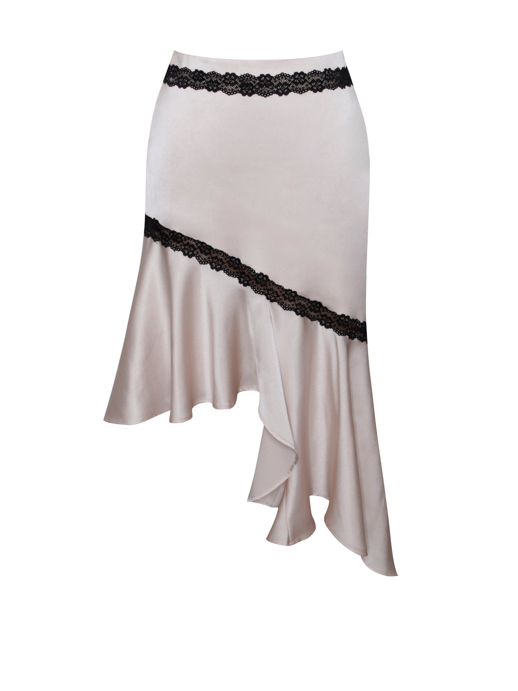 Victoria Beige Satin Skirt - HOUSE OF SHE