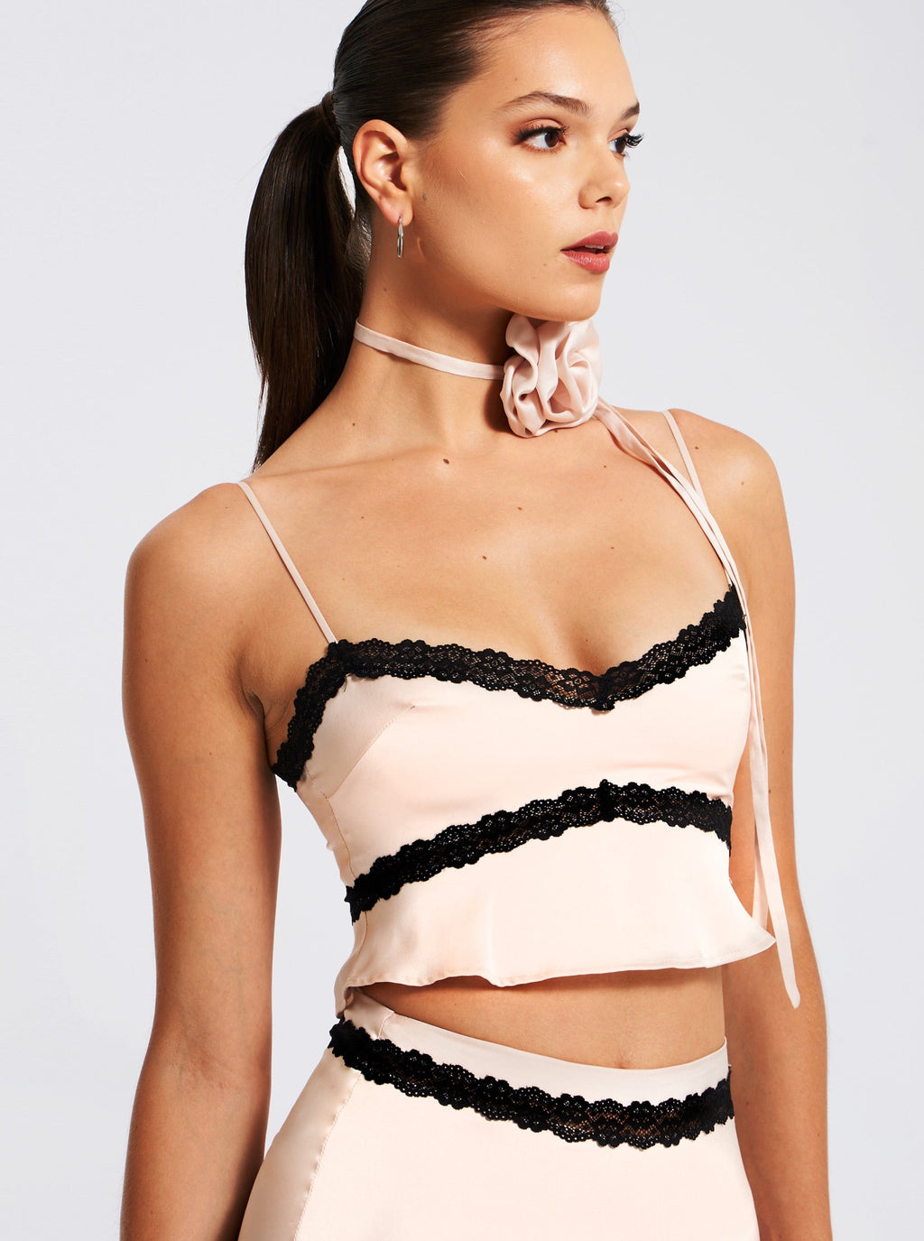 Victoria Beige Satin Skirt - HOUSE OF SHE