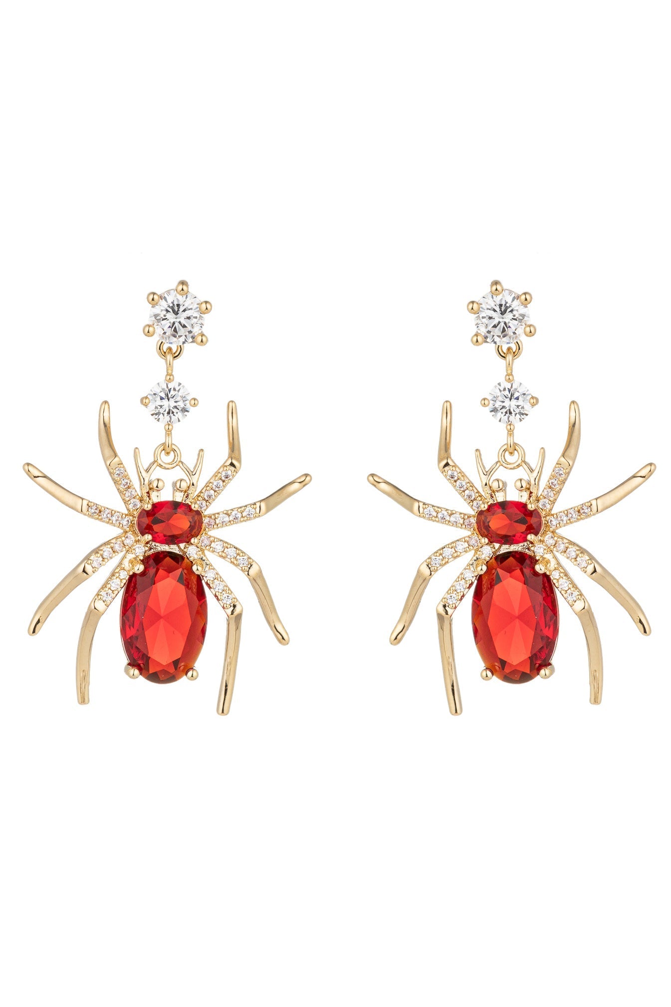 Red Spider CZ Drop Earrings
