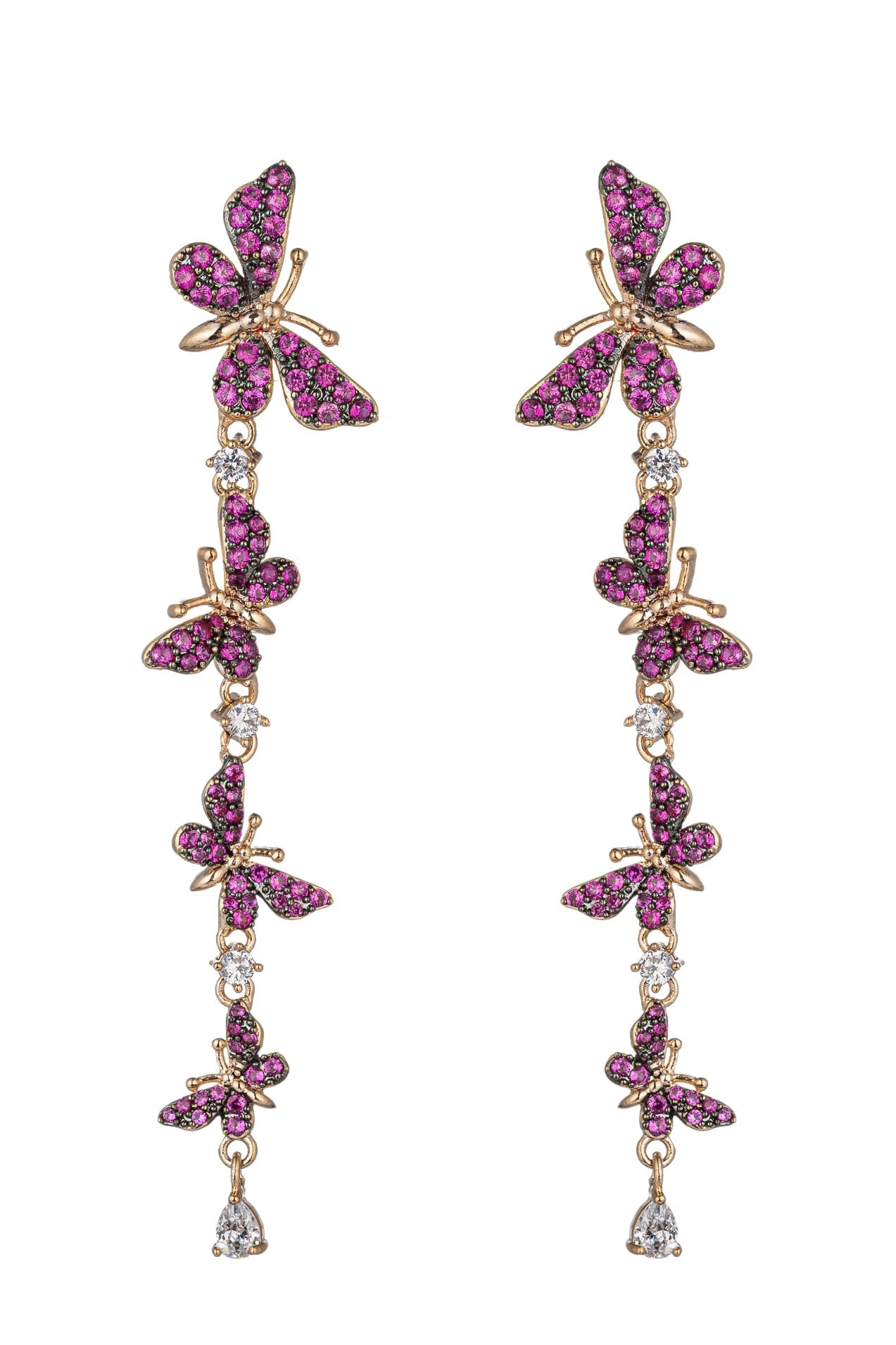 Sienna 18K Gold Plated Pink Cubic Zirconia Butterfly Earrings