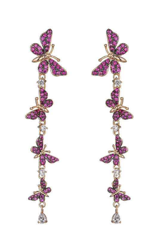 Sienna 18K Gold Plated Pink Cubic Zirconia Butterfly Earrings