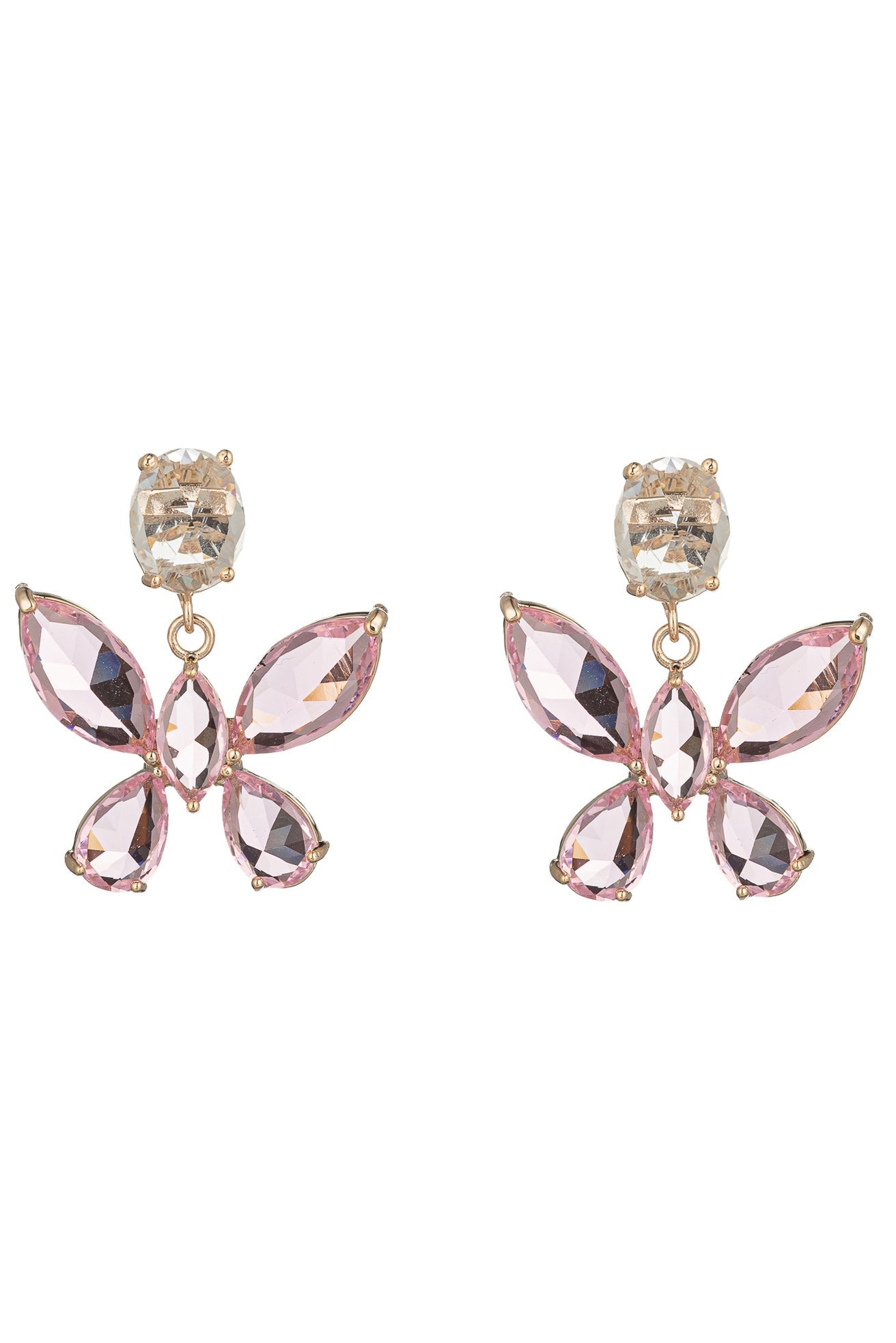 Nora Pink Butterfly Cubic Zirconia  Earrings