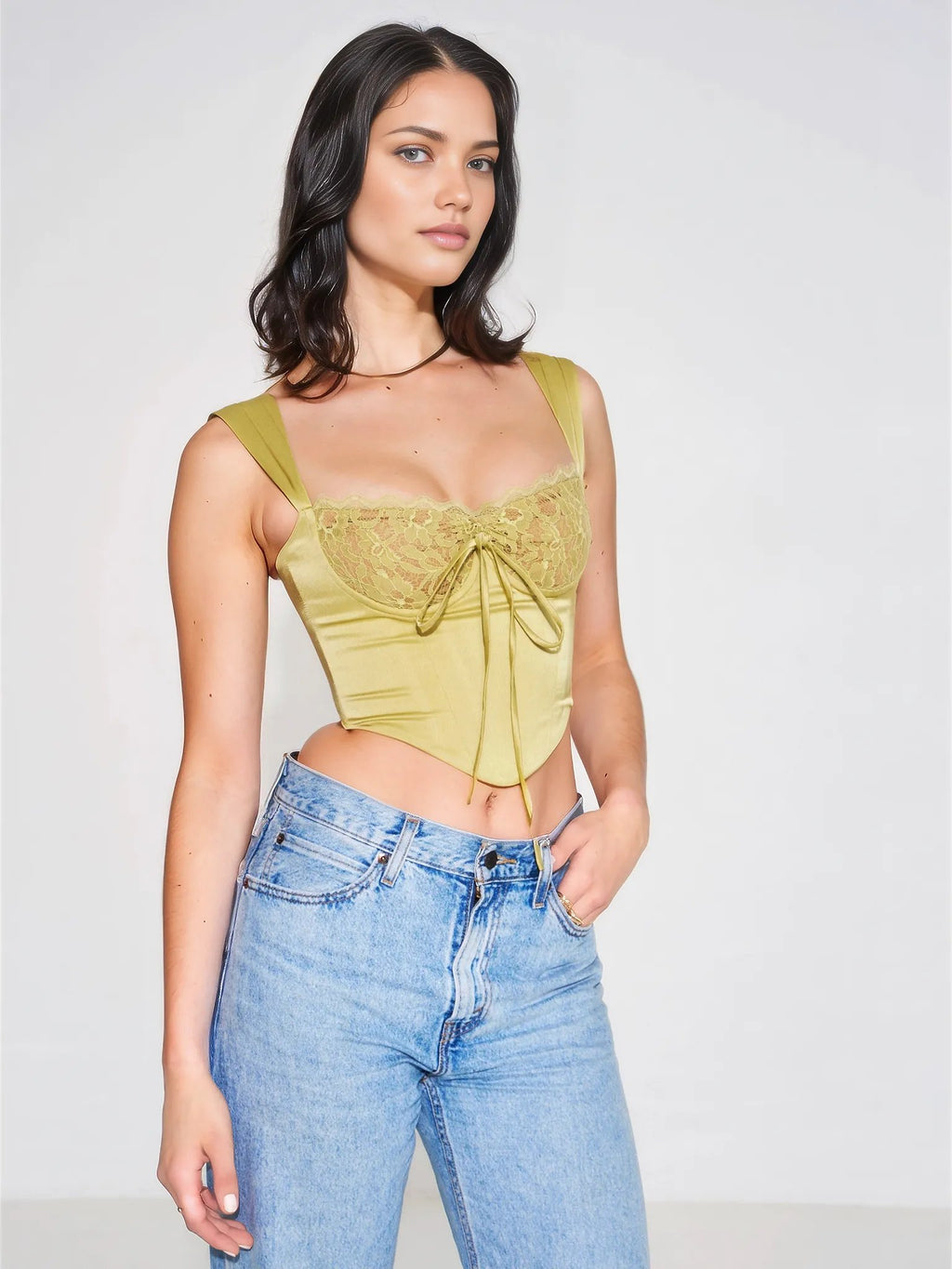 Sahara Lace Satin Corset Top - HOUSE OF SHE