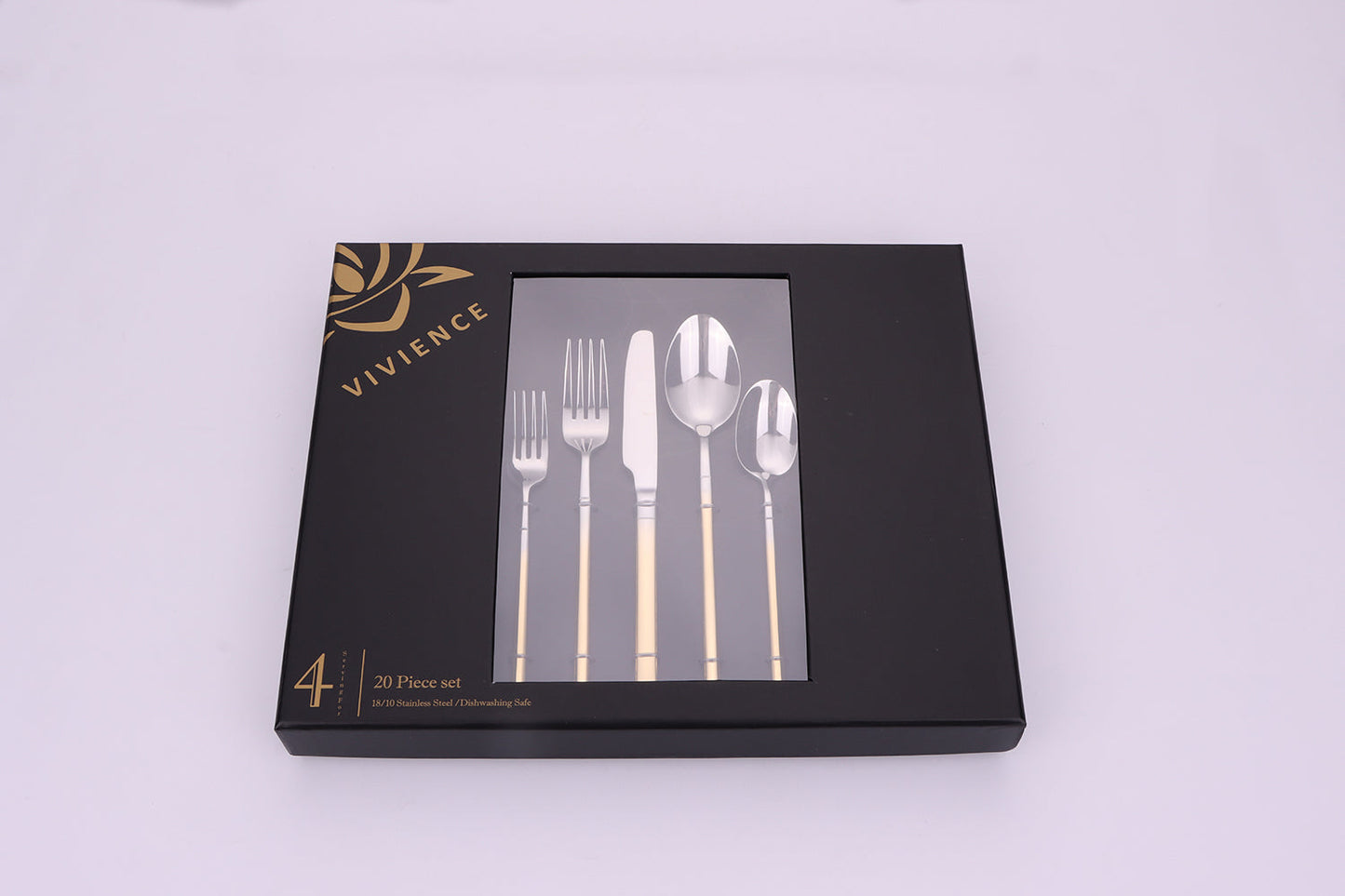 Simplicite 20 Pc Flatware with Graduated Gold Handles, Service for 4