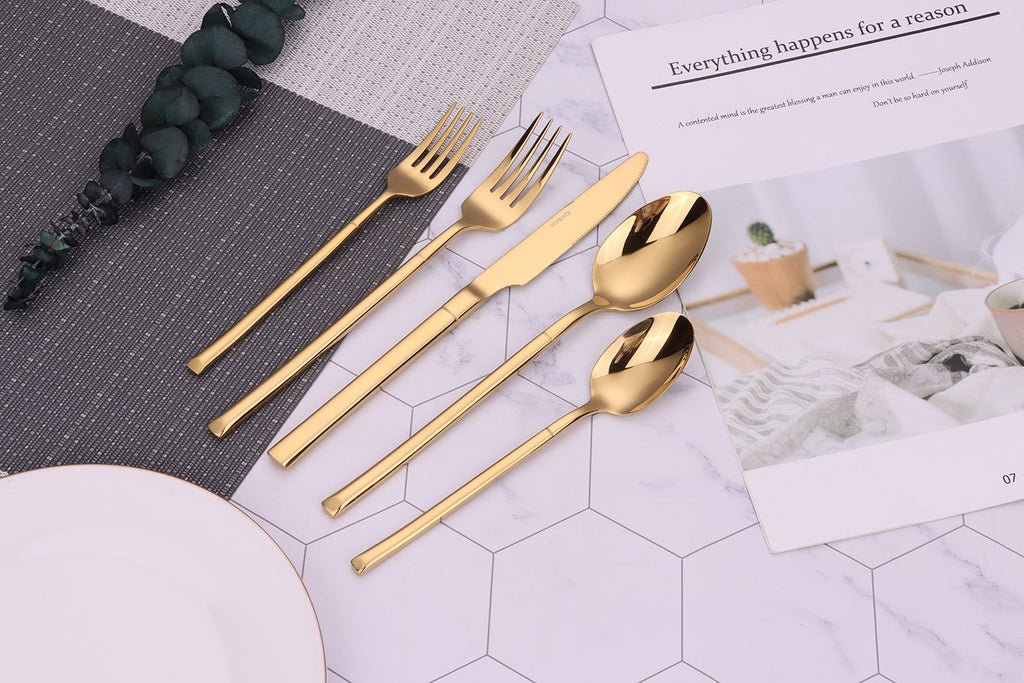 Simplicite 20 Pc Gold Flatware Set, Service for 4 - HOUSE OF SHE