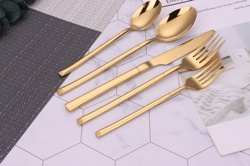 Simplicite 20 Pc Gold Flatware Set, Service for 4 - HOUSE OF SHE