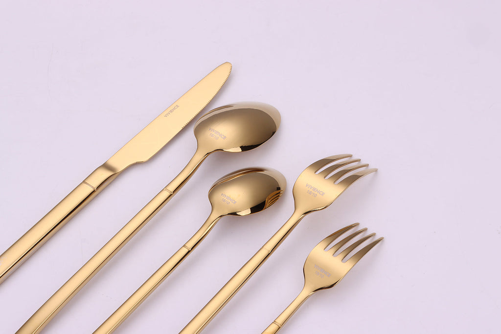 Simplicite 20 Pc Gold Flatware Set, Service for 4 - HOUSE OF SHE