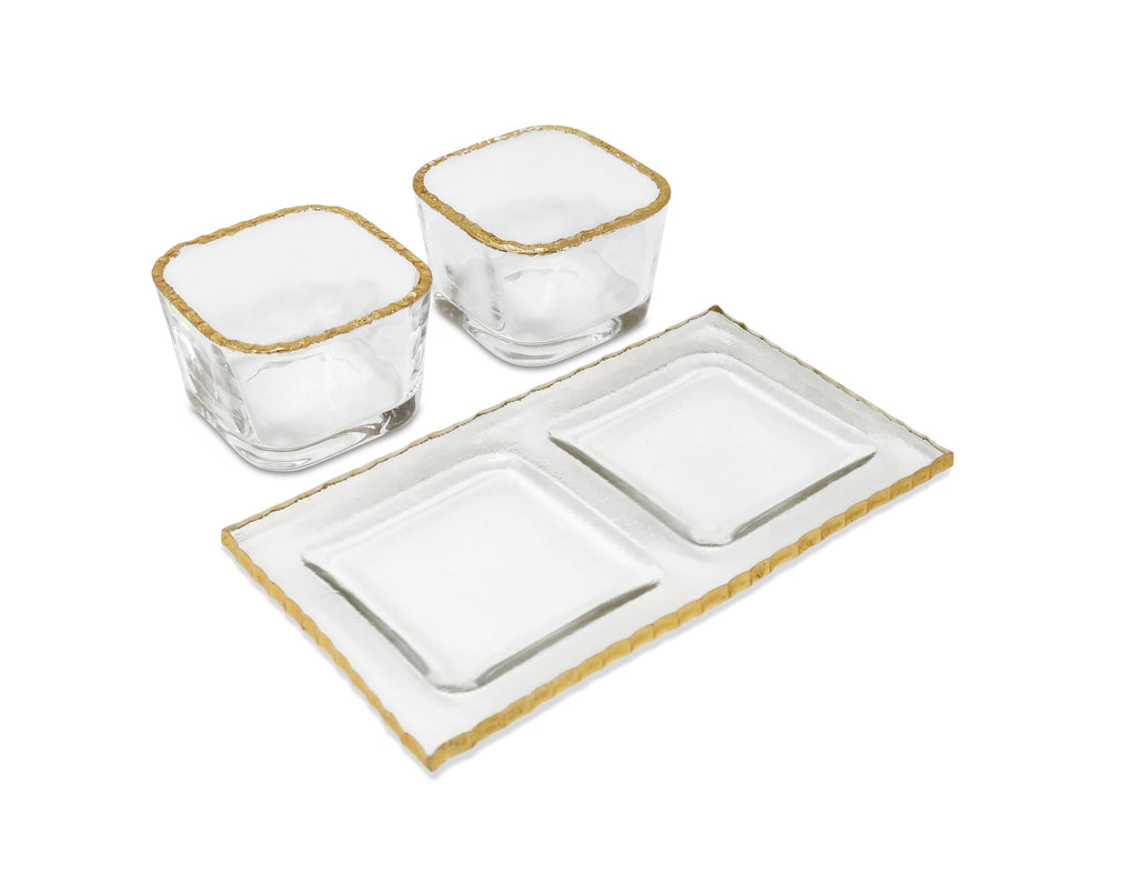 Bowl Relish Dish on Tray with Gold Rim - HOUSE OF SHE