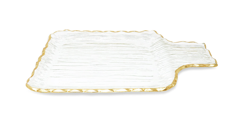 Glass Square Tray with Gold Border - HOUSE OF SHE