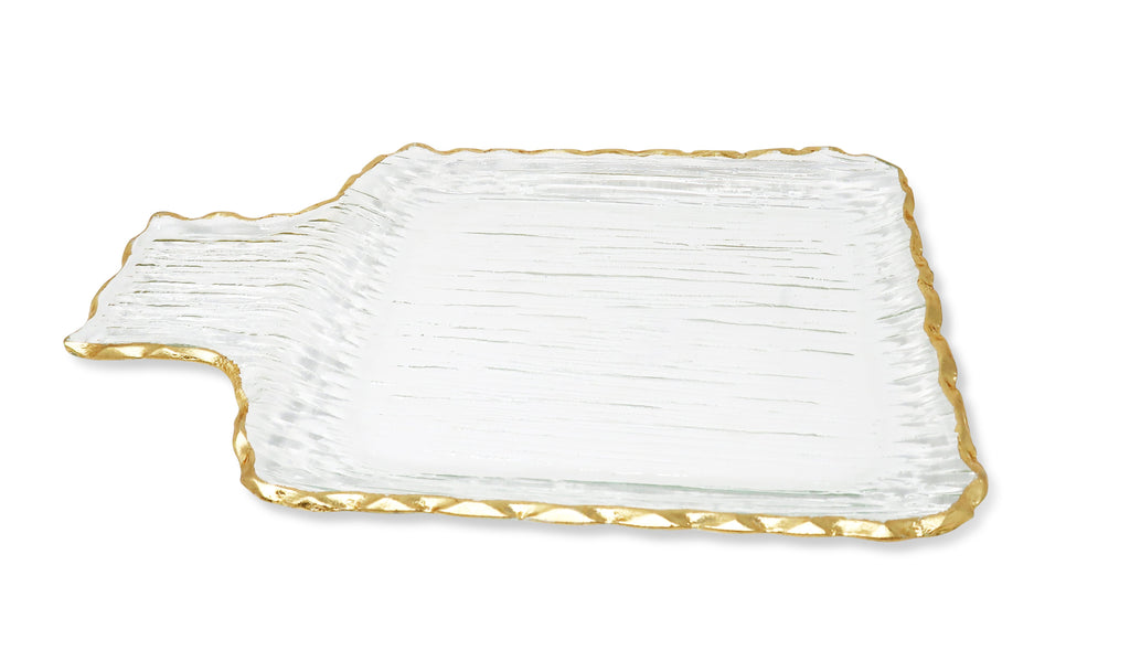 Glass Square Tray with Gold Border - HOUSE OF SHE