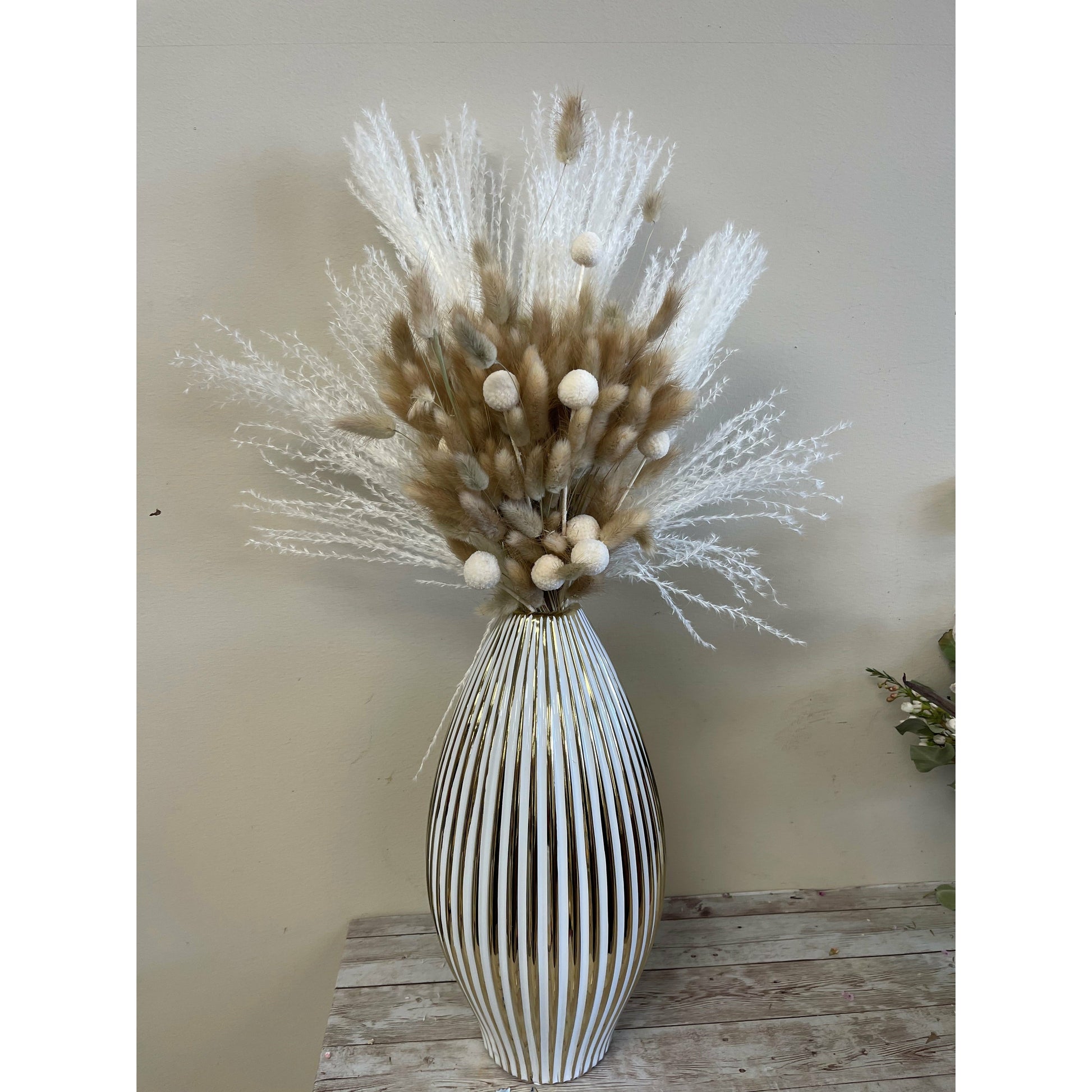 White and Gold Striped Vase  HOUSE OF SHE