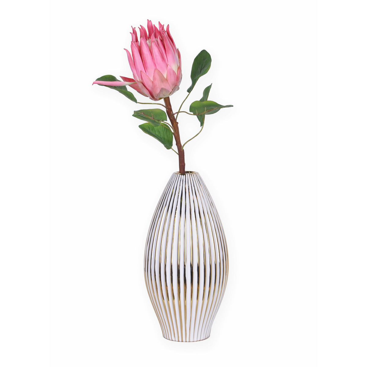 White and Gold Striped Vase - HOUSE OF SHE
