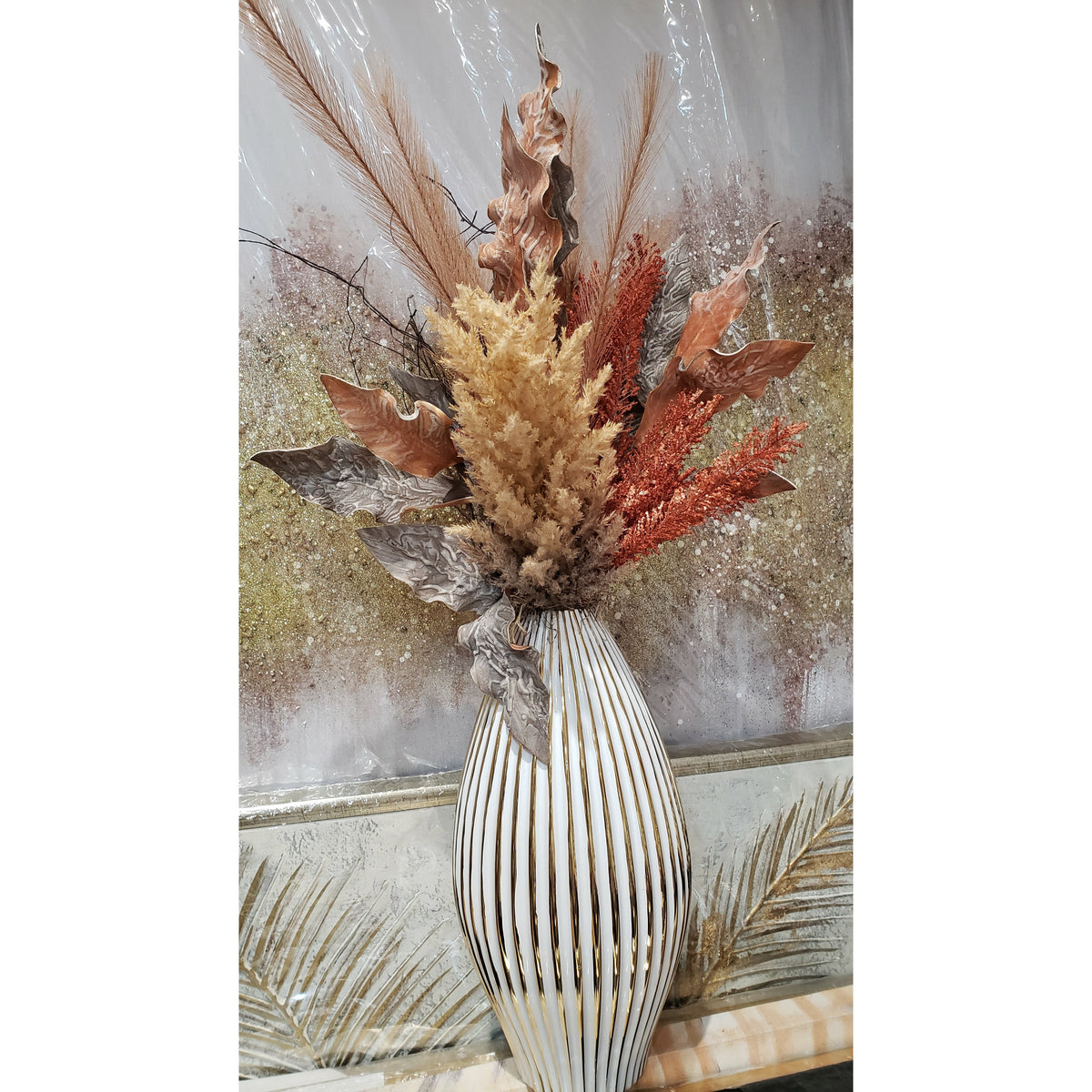White and Gold Striped Vase - HOUSE OF SHE