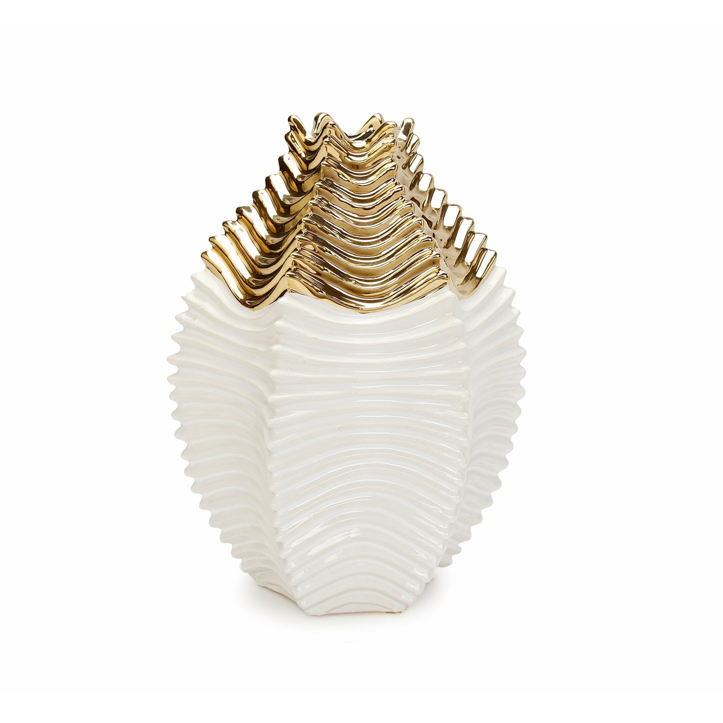 White and Gold Oval Porcelain Vase