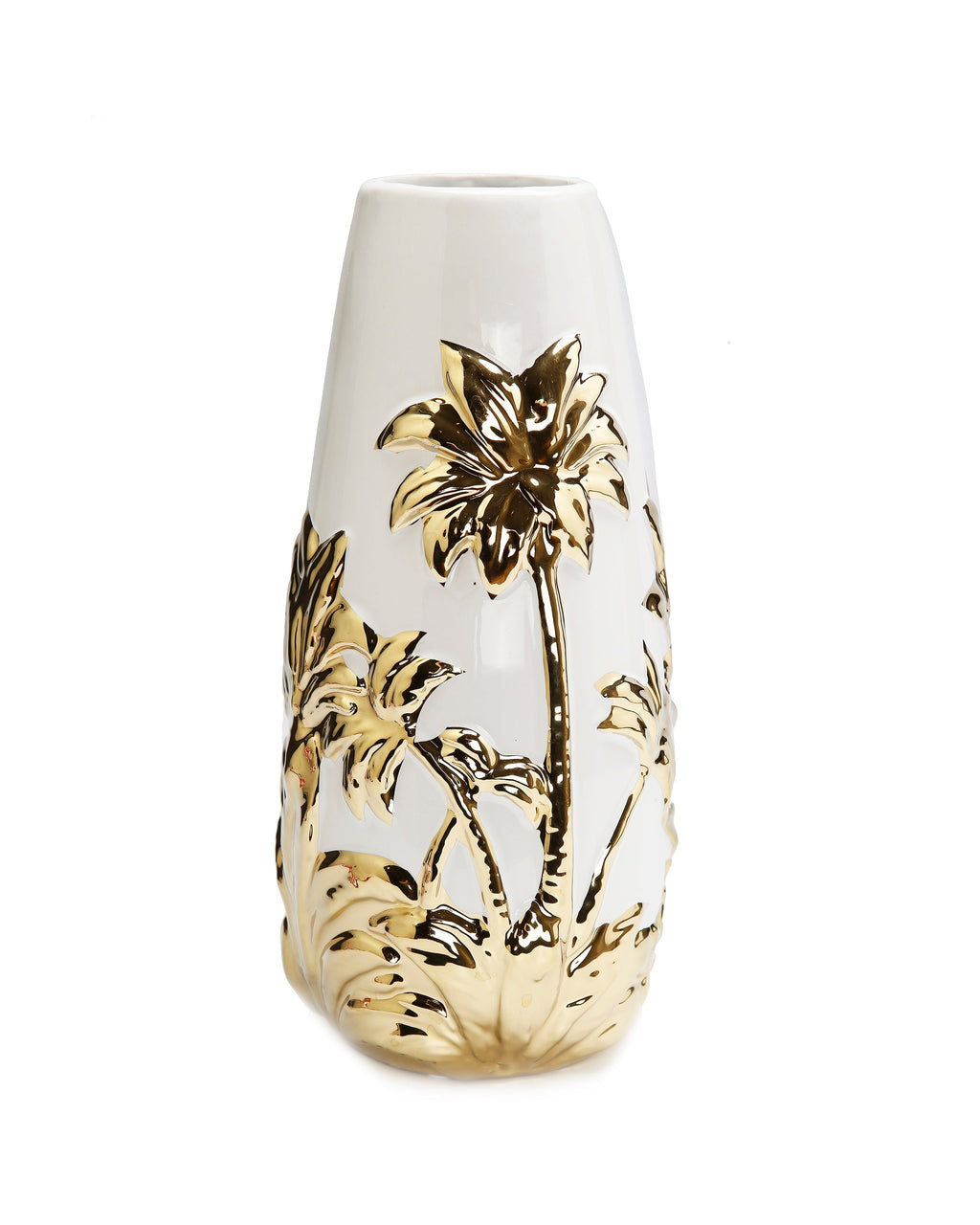 White Porcelain Vase with Gold Tree Design - HOUSE OF SHE