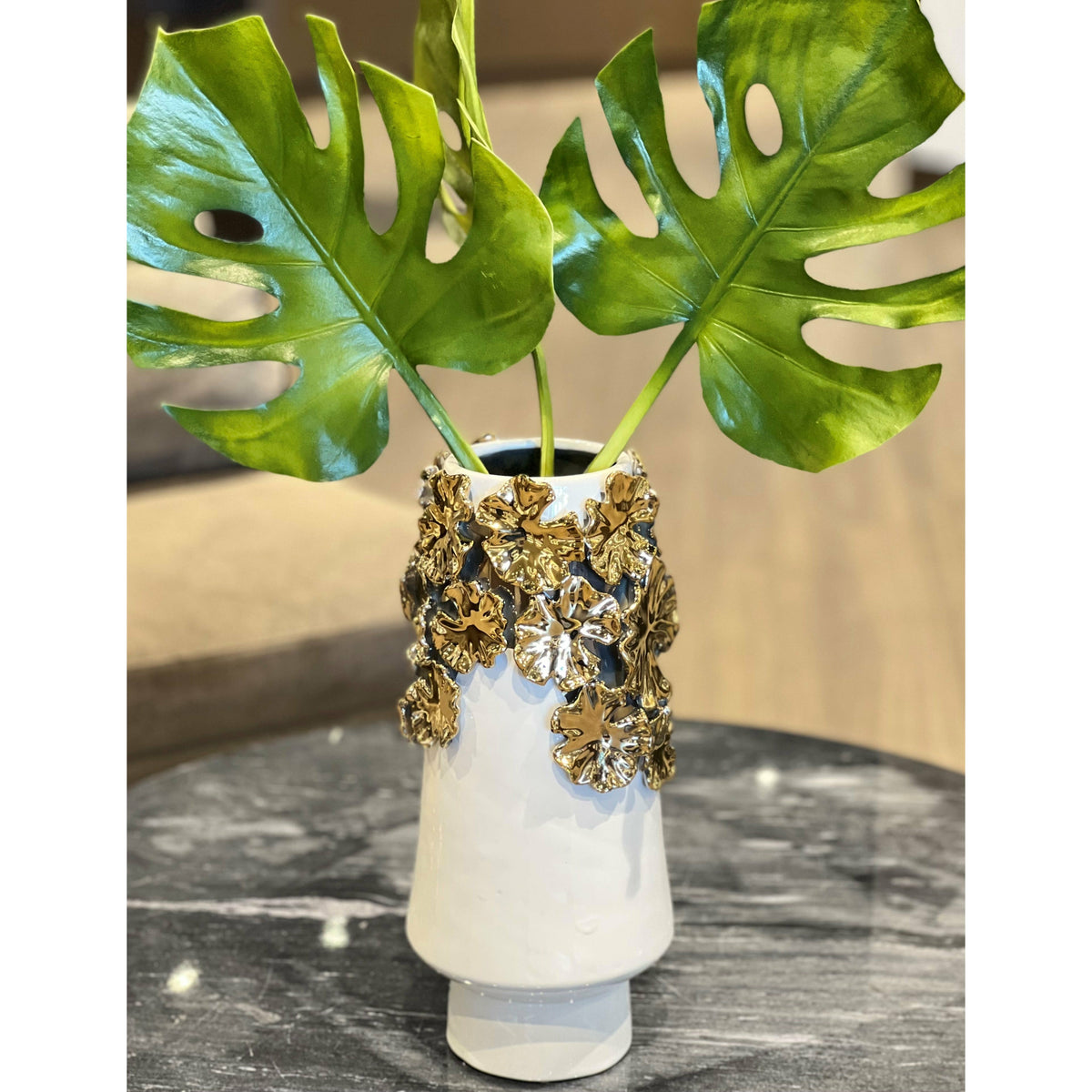 White Vase Gold Upper Detail - HOUSE OF SHE
