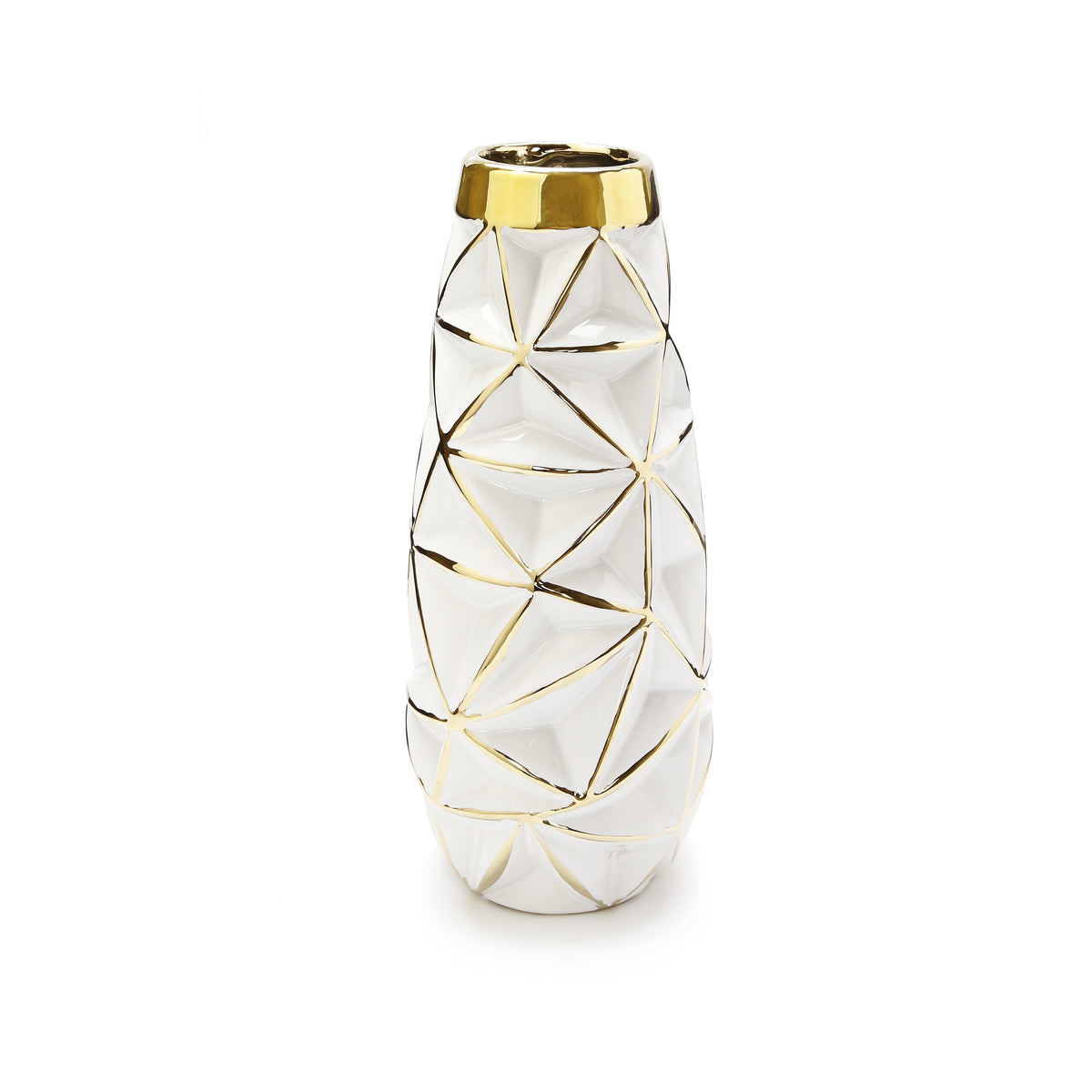 White Vase Gold Geometric Design - HOUSE OF SHE