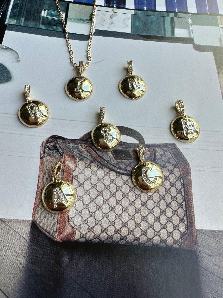 A - Z Letter Gold CZ Brass Necklace - HOUSE OF SHE