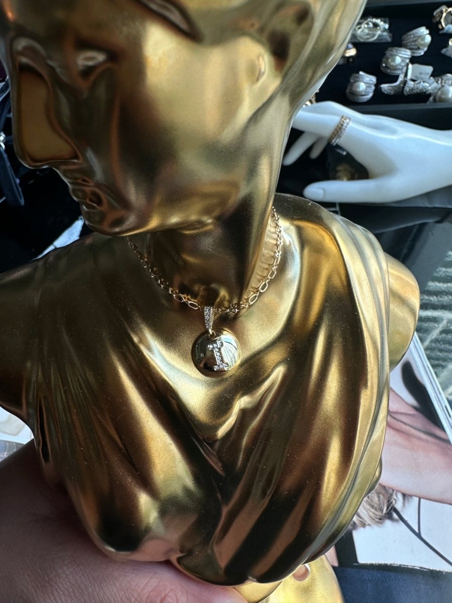A - Z Letter Gold CZ Brass Necklace - HOUSE OF SHE