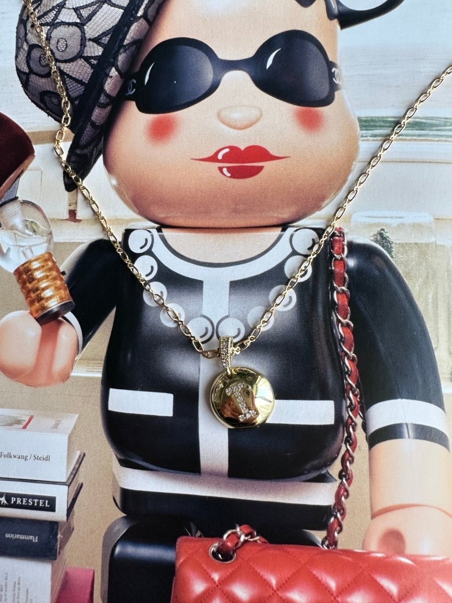 A - Z Letter Gold CZ Brass Necklace - HOUSE OF SHE