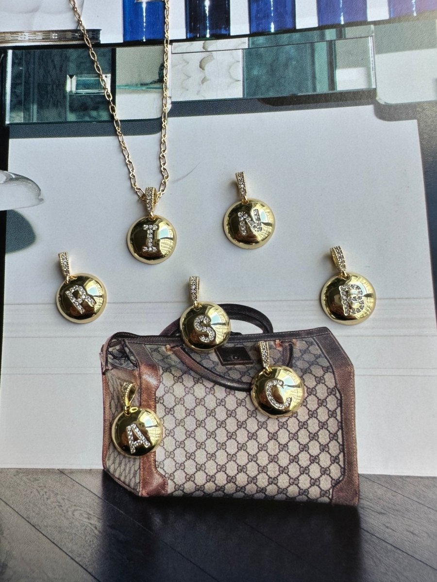 A - Z Letter Gold CZ Brass Necklace - HOUSE OF SHE