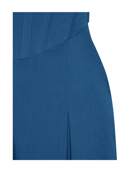 Wanessa Blue Corset Wide Leg Jumpsuit with Crystals