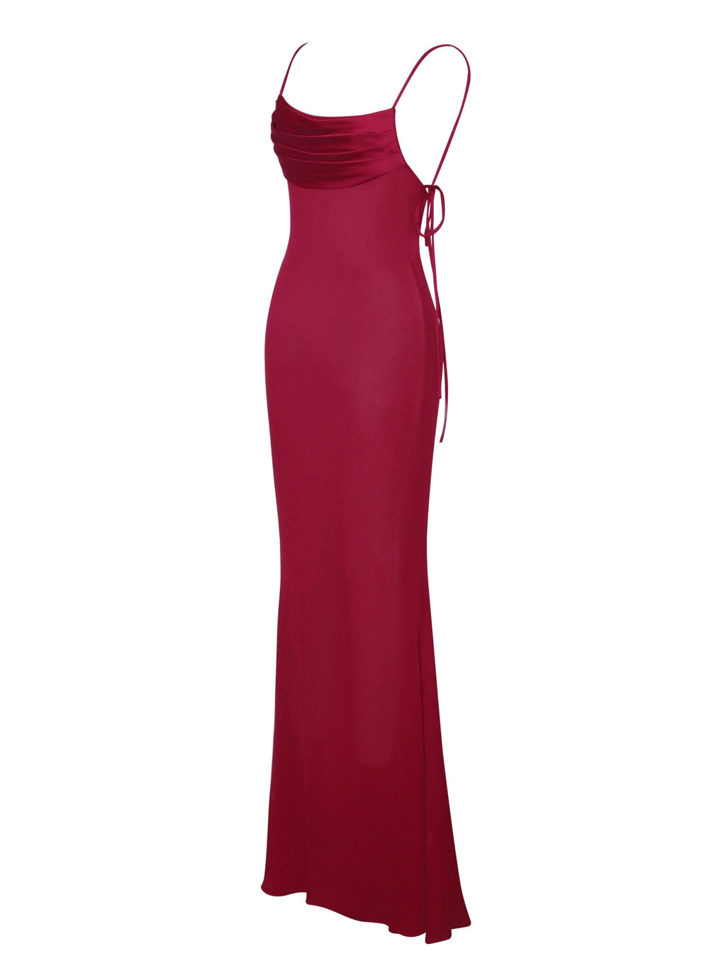 Ana Burgundy Rayon Backless Maxi Dress - HOUSE OF SHE