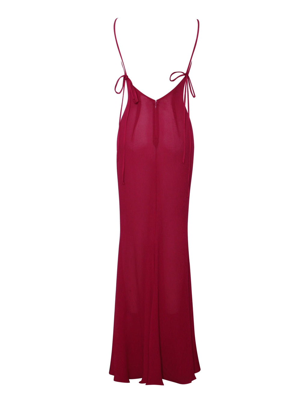 Ana Burgundy Rayon Backless Maxi Dress - HOUSE OF SHE