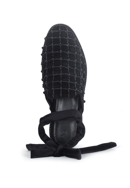 Sante Beaded Velvet Mules Slippers - HOUSE OF SHE