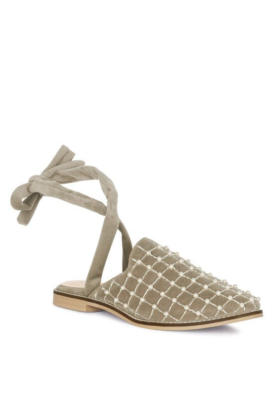 Sante Beaded Velvet Mules Slippers - HOUSE OF SHE