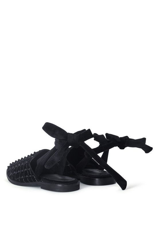 Sante Beaded Velvet Mules Slippers - HOUSE OF SHE