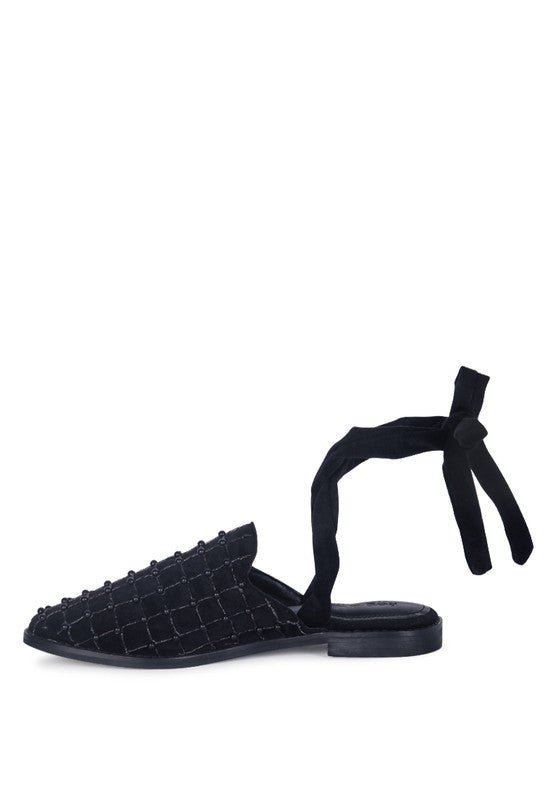 Sante Beaded Velvet Mules Slippers - HOUSE OF SHE