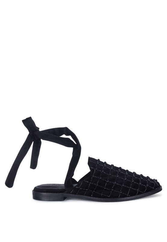 Sante Beaded Velvet Mules Slippers - HOUSE OF SHE